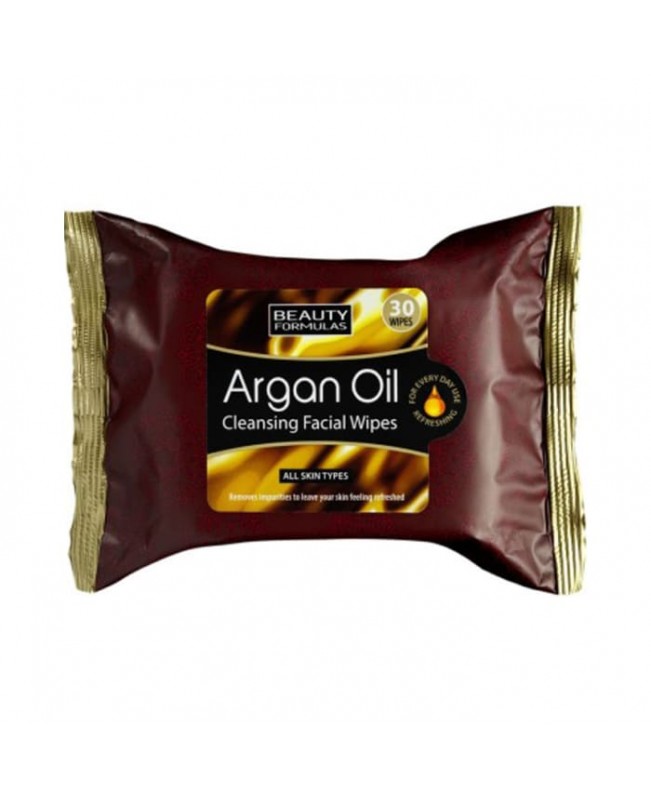 BEAUTY FORMULAS ARGAN OIL CLEANSING FACIAL WIPES 30 WIPES