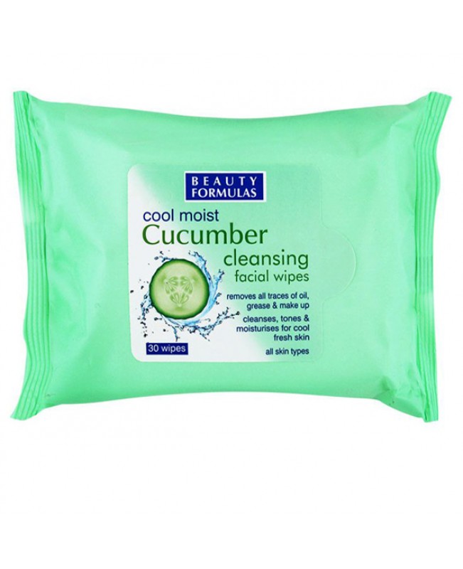 BEAUTY FORMULAS CUCUMBER CLEANSING FACIAL WIPES 30 WIPES